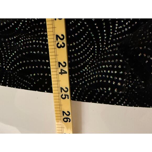 Vintage J.B.S. Black Velvet Rhinestone Cardigan Jacket 16 Glam Disco Holiday - Picture 9 of 9